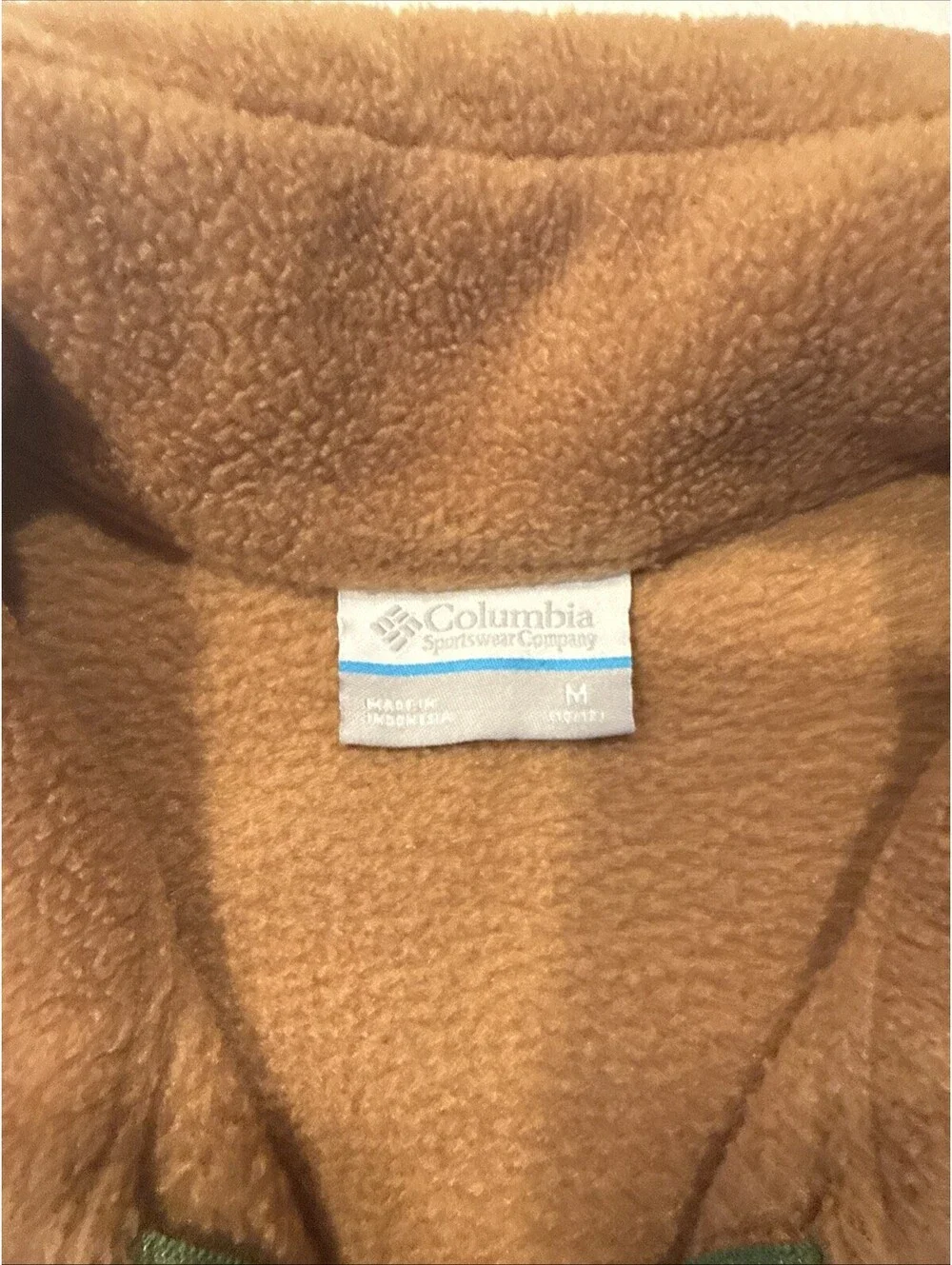 Columbia Fleece Jacket Youth Med 10/12 Brown With Green Zipper